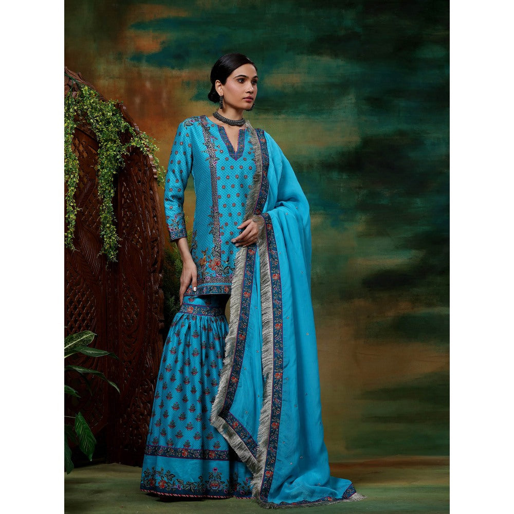 Samvrih Blue Neel Sitara Sharara with Kurta and Dupatta (Set of 3)