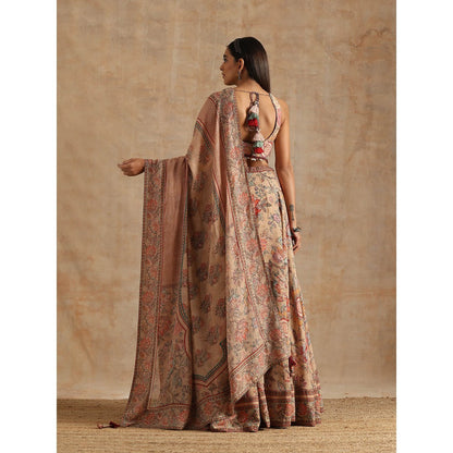 Samvrih Beige Badami Jaal Print Lehenga with Blouse and Dupatta (Set of 3)