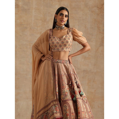 Samvrih Beige Badami Print Lehenga with Blouse and Dupatta (Set of 3)