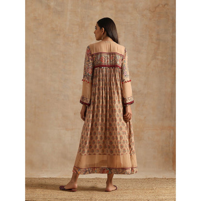 Samvrih Beige Badami Printed Dress