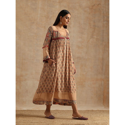 Samvrih Beige Badami Printed Dress