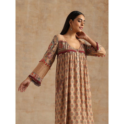 Samvrih Beige Badami Printed Dress