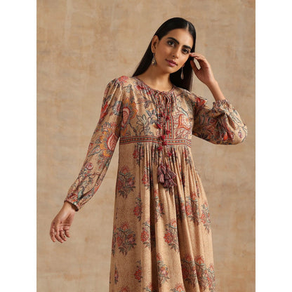 Samvrih Beige Badami Print Dress