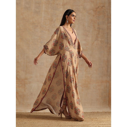 Samvrih Beige Badami Big Boota Kaftan with Pant (Set of 2)