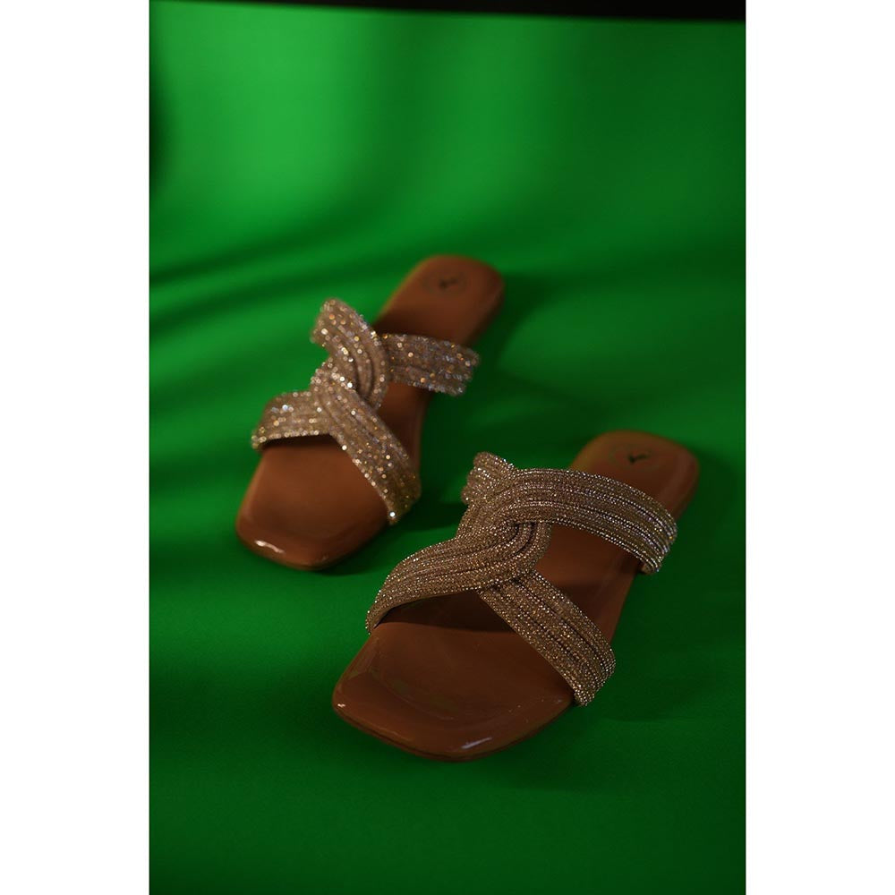 Sana K Luxurious Footwear Gold String Nude Base Sandals