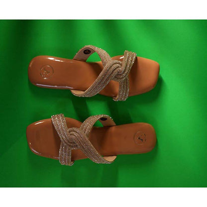 Sana K Luxurious Footwear Gold String Nude Base Sandals