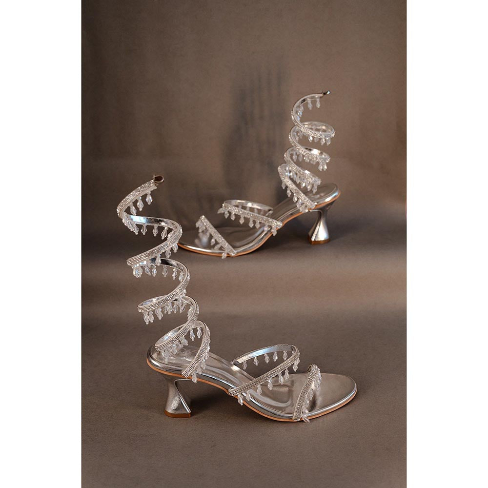 Sana K Luxurious Footwear Silver Spring Round Toe Heel Sandals