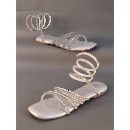 Sana K Luxurious Footwear Silver Spring Flat Sandals