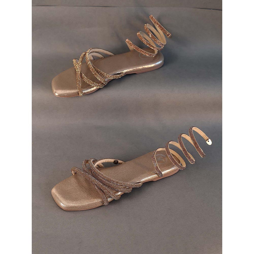 Sana K Luxurious Footwear Gold Spring Flat Sandals