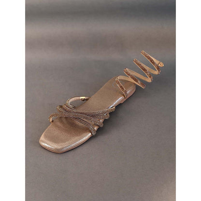Sana K Luxurious Footwear Gold Spring Flat Sandals
