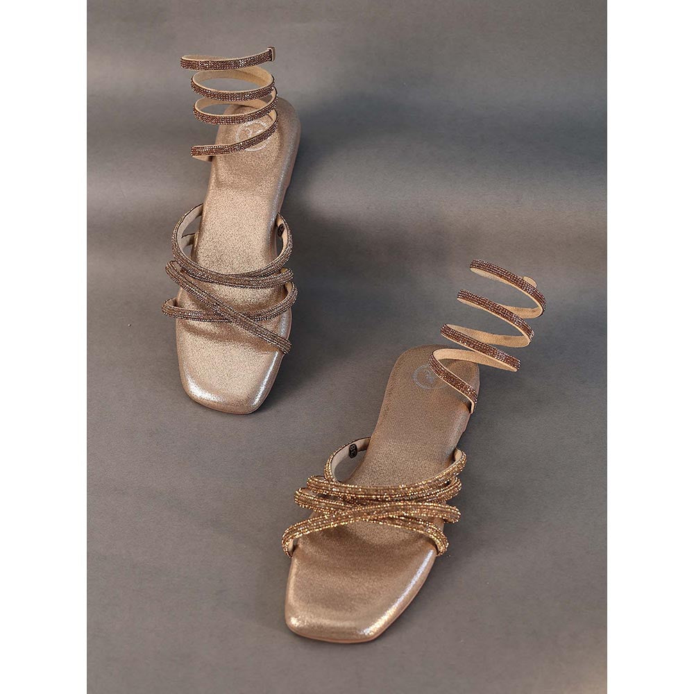 Sana K Luxurious Footwear Gold Spring Flat Sandals
