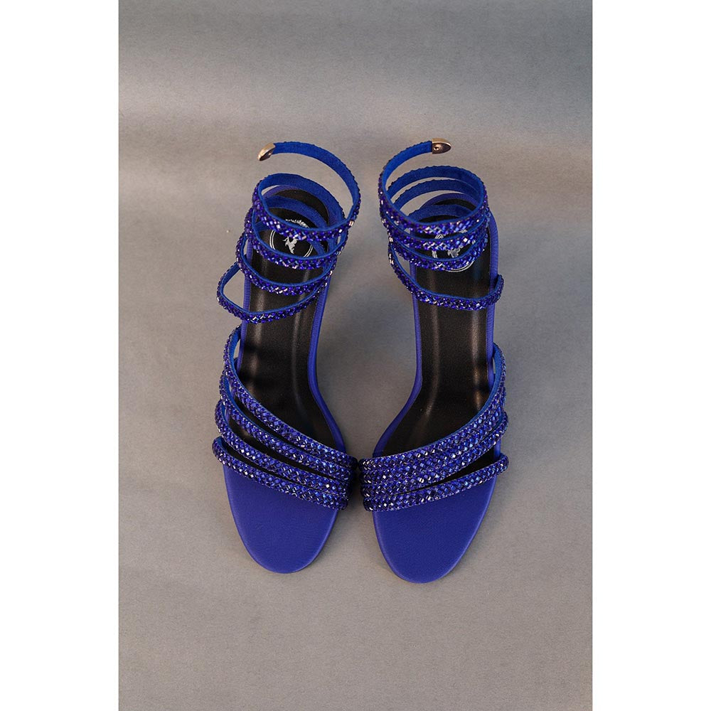 Sana K Luxurious Footwear Blue Spring Heel Sandals