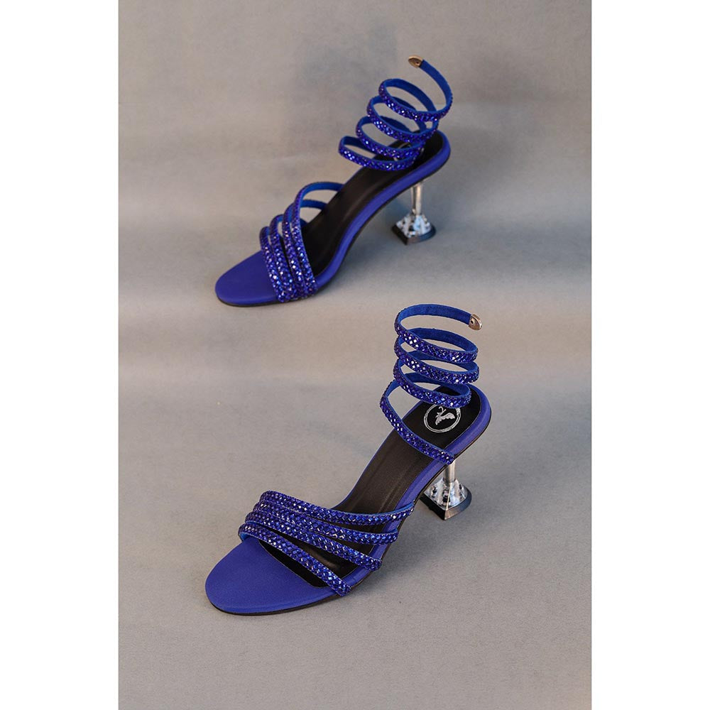Sana K Luxurious Footwear Blue Spring Heel Sandals