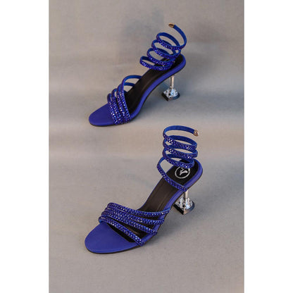 Sana K Luxurious Footwear Blue Spring Heel Sandals