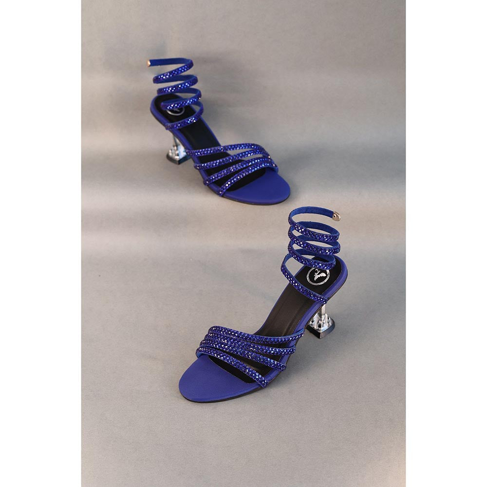 Sana K Luxurious Footwear Blue Spring Heel Sandals