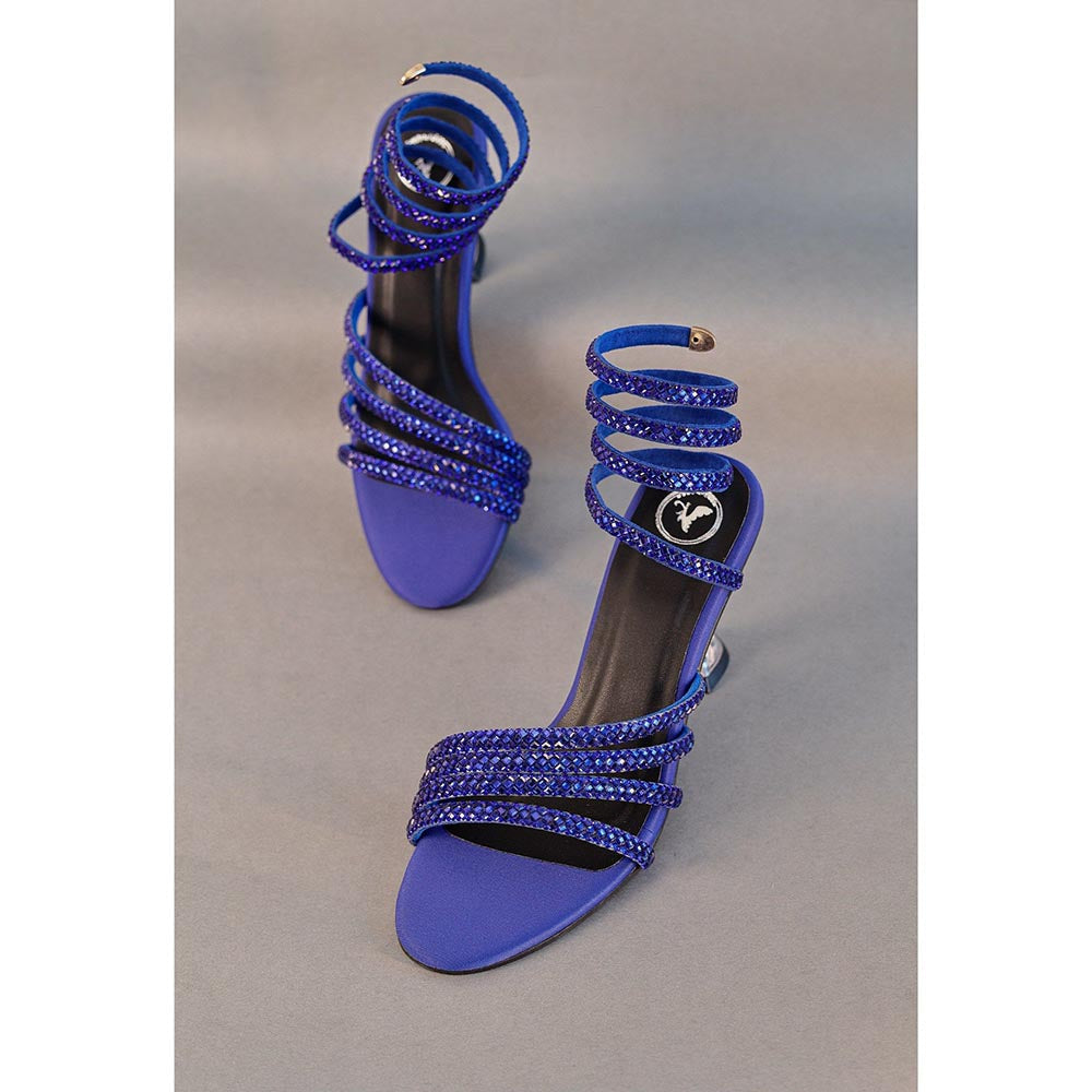 Sana K Luxurious Footwear Blue Spring Heel Sandals