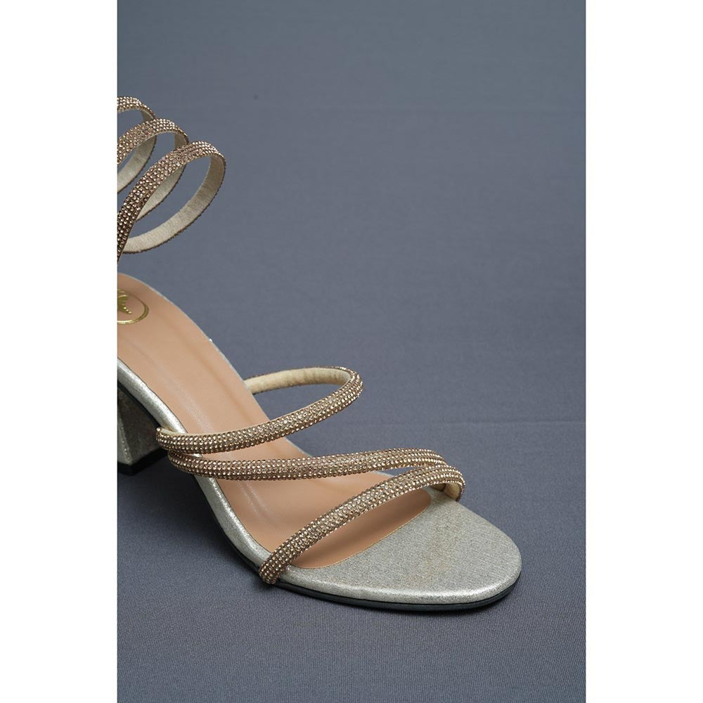Sana K Luxurious Footwear Champagne Gold Spring Heel Sandals