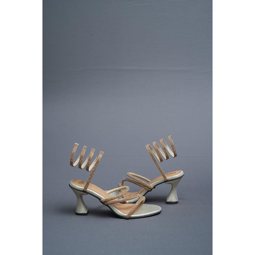 Sana K Luxurious Footwear Champagne Gold Spring Heel Sandals