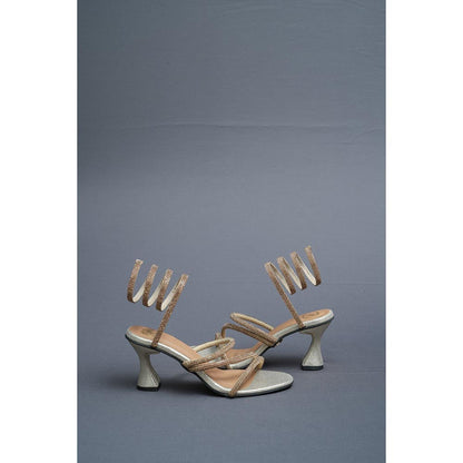 Sana K Luxurious Footwear Champagne Gold Spring Heel Sandals