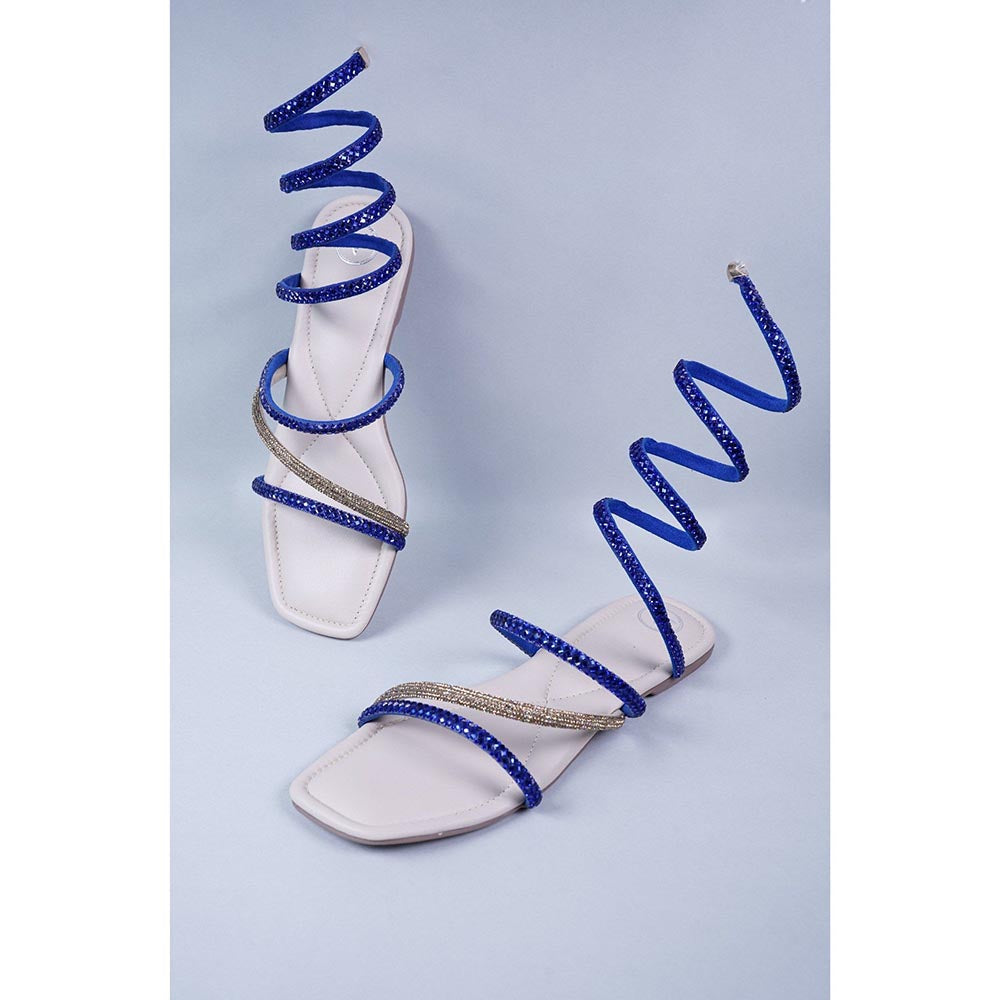 Sana K Luxurious Footwear Blue Spring Flats