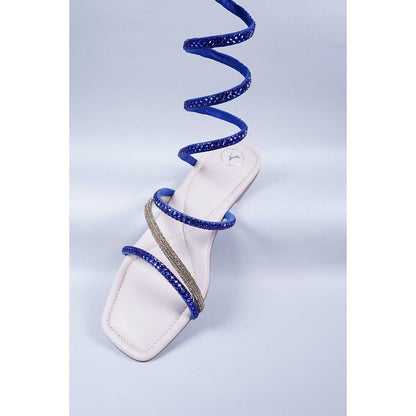 Sana K Luxurious Footwear Blue Spring Flats