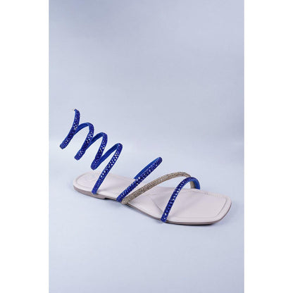 Sana K Luxurious Footwear Blue Spring Flats