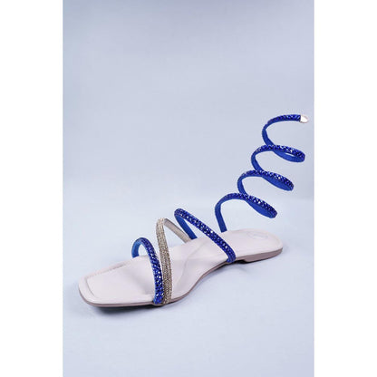 Sana K Luxurious Footwear Blue Spring Flats