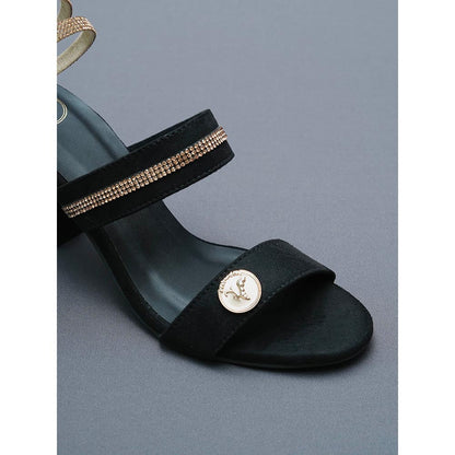 Sana K Luxurious Footwear Black- Champagne Gold Spring Gladiators Heels