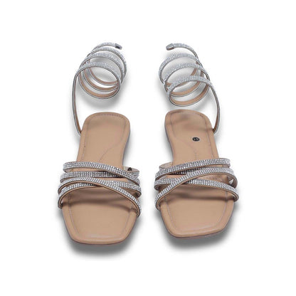 Sana K Luxurious Footwear Nude Beige Leather Square Toe Casual Flats
