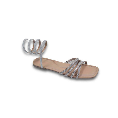 Sana K Luxurious Footwear Nude Beige Leather Square Toe Casual Flats