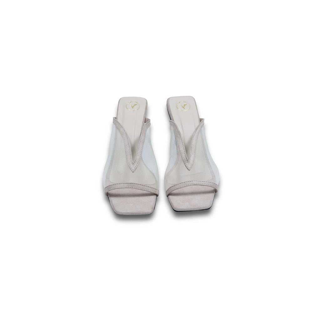 Sana K Luxurious Footwear Beige Shark Net Heels