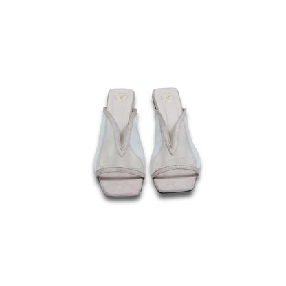Sana K Luxurious Footwear Beige Shark Net Heels