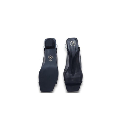 Sana K Luxurious Footwear Black Shark Net Heels