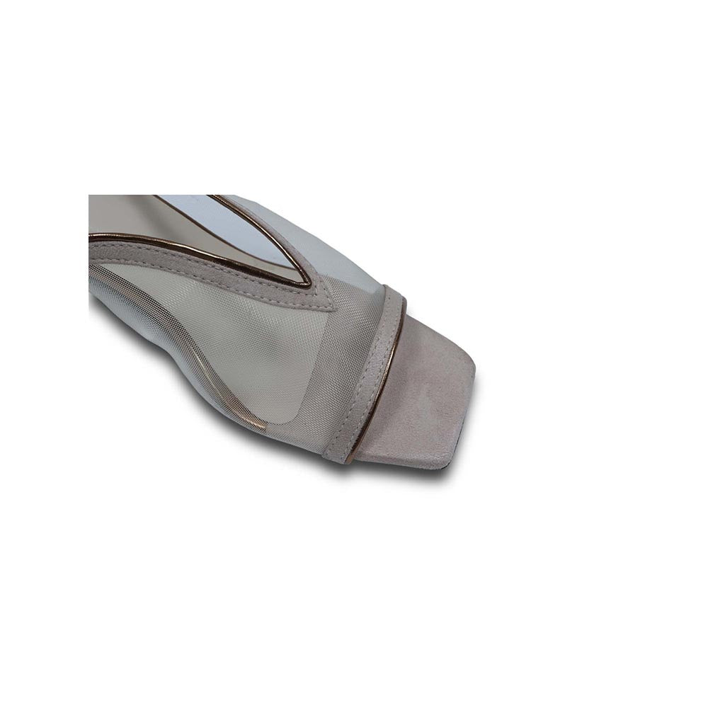 Sana K Luxurious Footwear Brown Shark Net Slip On Heels