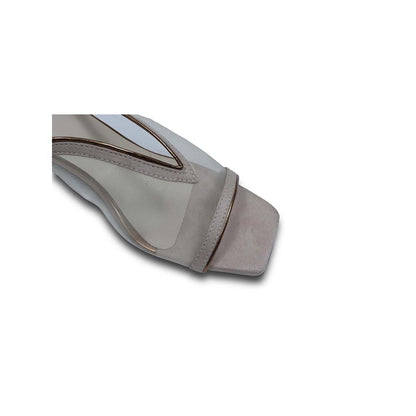 Sana K Luxurious Footwear Brown Shark Net Slip On Heels