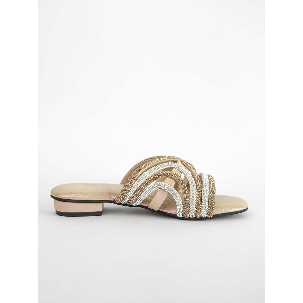 Sana K Luxurious Footwear Beige Open Toe Dual Gema Sandals