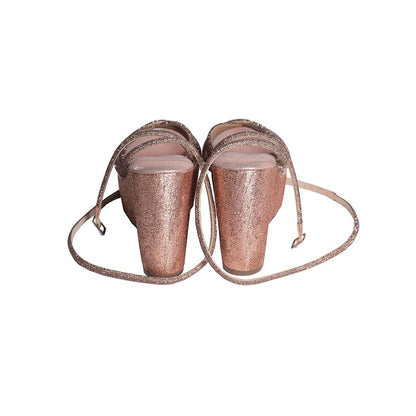 Sana K Luxurious Footwear Rose Tira Gold Open Toe High Ankle Wedge