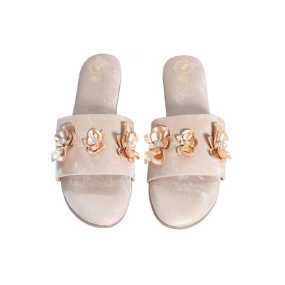 Sana K Luxurious Footwear Women Open Toe Slip-On Flats