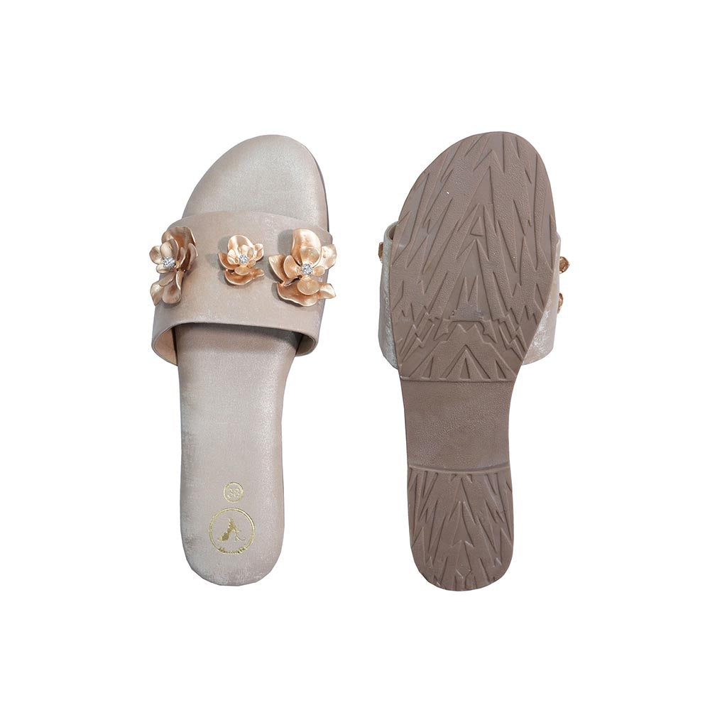 Sana K Luxurious Footwear Women Open Toe Slip-On Flats