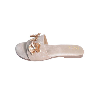 Sana K Luxurious Footwear Women Open Toe Slip-On Flats