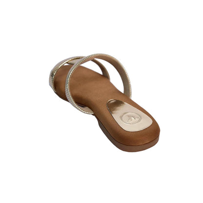 Sana K Luxurious Footwear Brown Open Toe Slip On Closure Flats