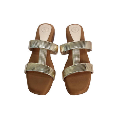Sana K Luxurious Footwear Brown Open Toe Slip On Closure Flats