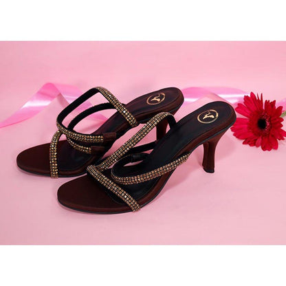 Sana K Luxurious Footwear Women Brown Round Toe Sandal Heels