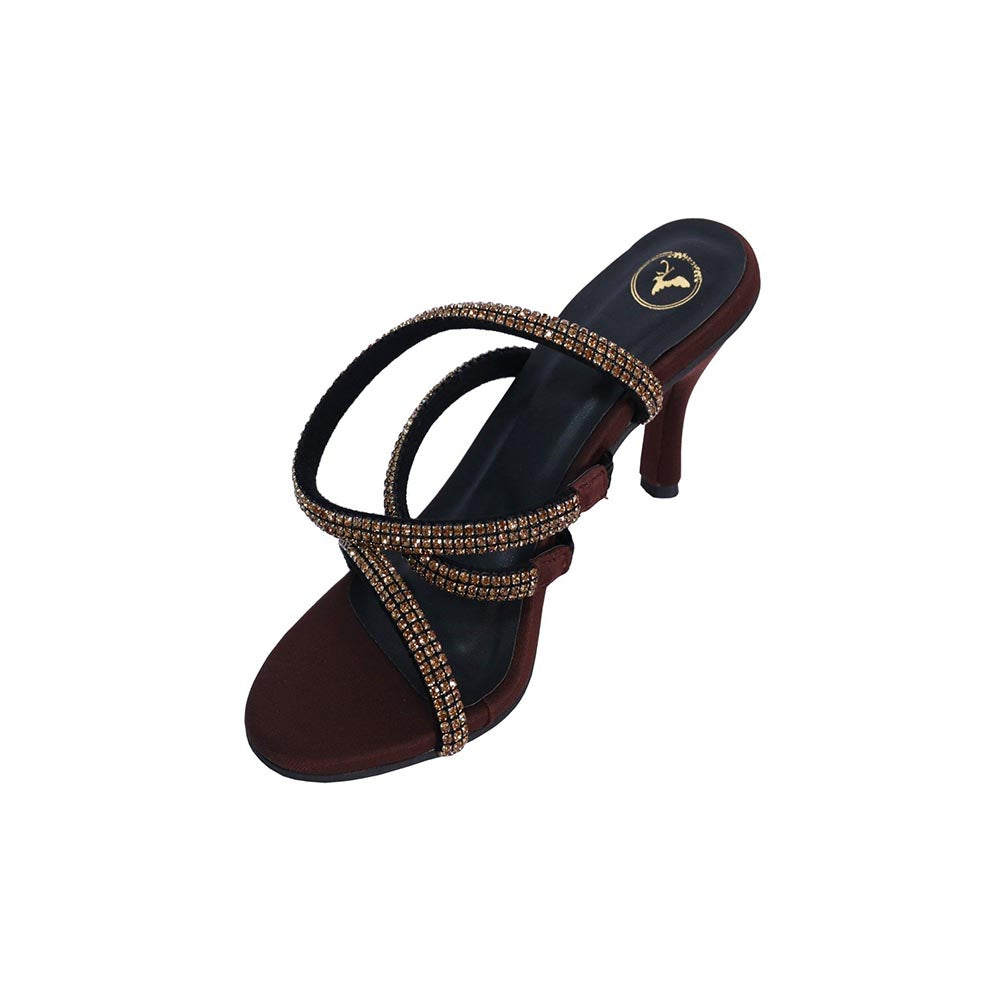 Sana K Luxurious Footwear Women Brown Round Toe Sandal Heels