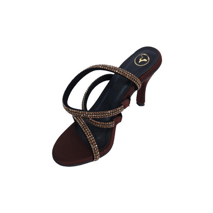 Sana K Luxurious Footwear Women Brown Round Toe Sandal Heels