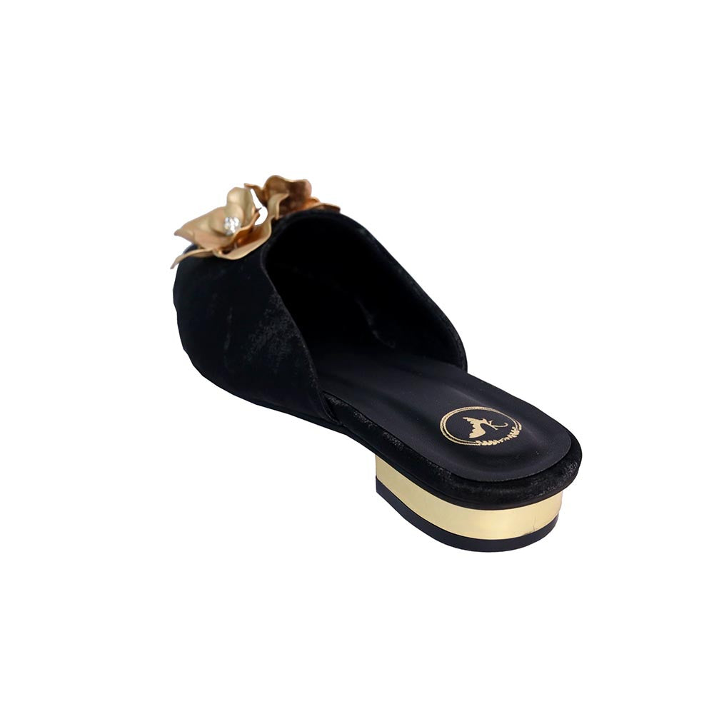 Sana K Luxurious Footwear Women Floral Black Buns and Roses Sandal Heels