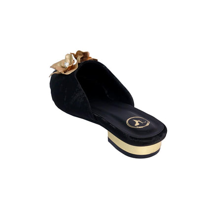 Sana K Luxurious Footwear Women Floral Black Buns and Roses Sandal Heels