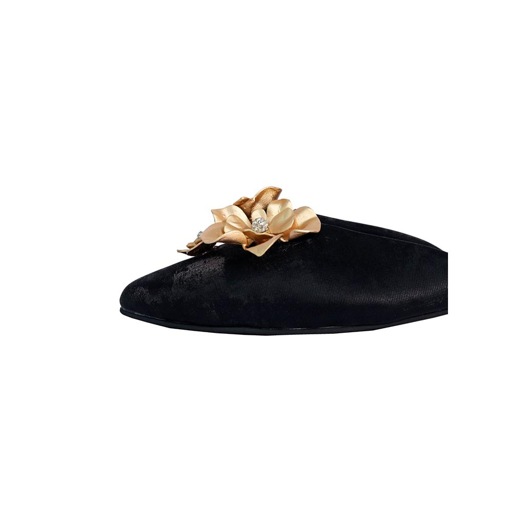 Sana K Luxurious Footwear Women Floral Black Buns and Roses Sandal Heels