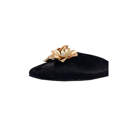 Sana K Luxurious Footwear Women Floral Black Buns and Roses Sandal Heels