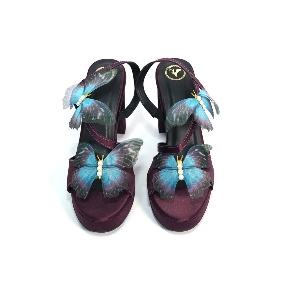 Sana K Luxurious Footwear Women Round Toe Butterfly Elevation Heels